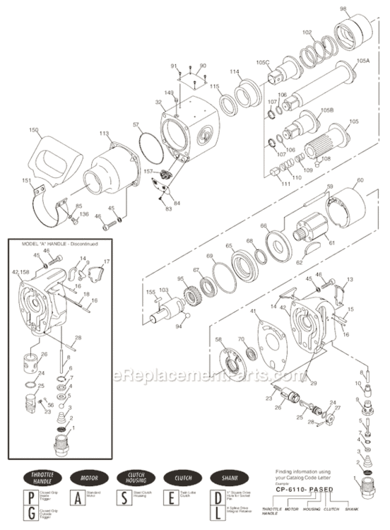 Page A Diagram and Parts List for CP6110 T025100 Chicago Pneumatic Wrench